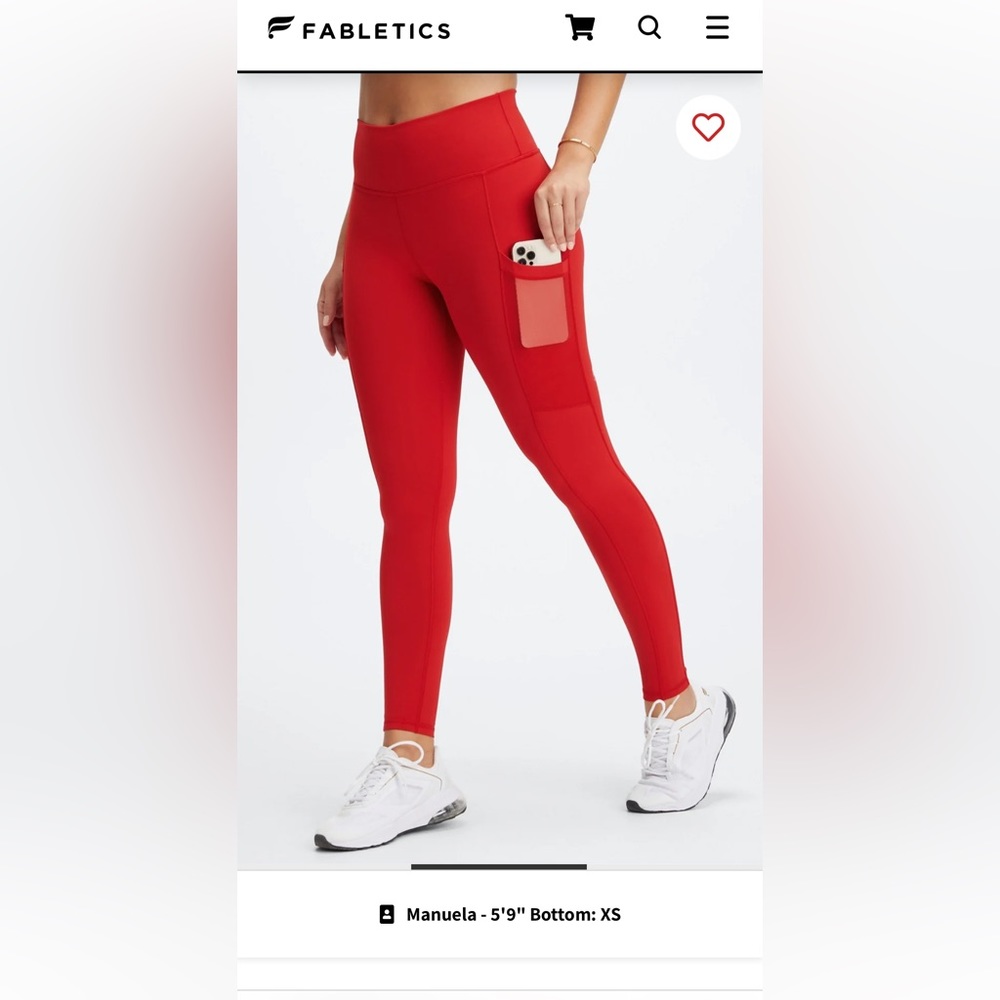 Red Fabletics full length leggings